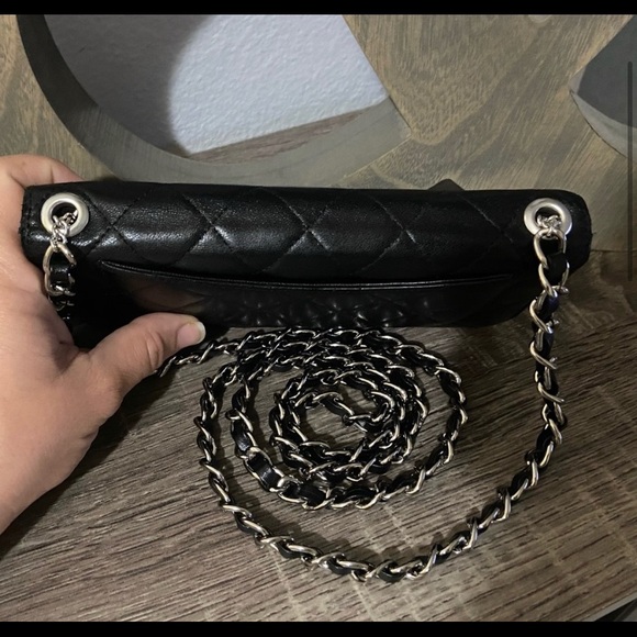 ⛓🖤 Chanel Quilted Wallet Matelasse Crossbody Black Shoulder Style Bag Chain - Picture 3 of 10